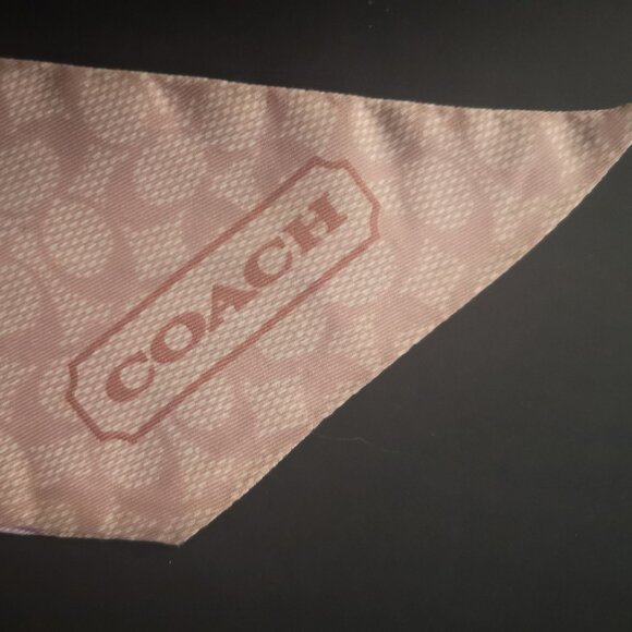 Coach Pink,Tan, Purple & Black Medallion Silk Skinny Scarf - Picture 3 of 4
